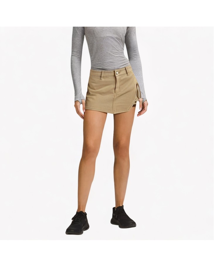 Loose Wide-Leg Pleated Denim Shorts 