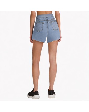 High-Waisted Versatile Ripped Denim Shorts