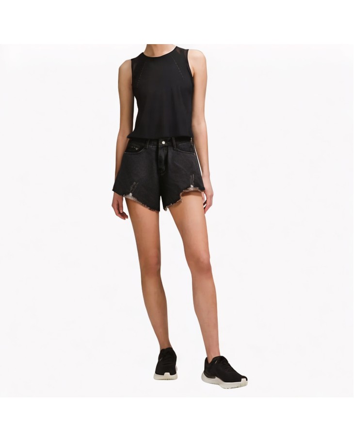 Irregular Ripped Denim Shorts 