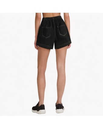 Button-Decorated Denim Shorts 