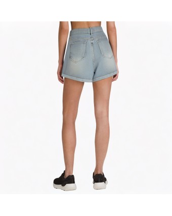 Floral Wide-Leg Denim Shorts