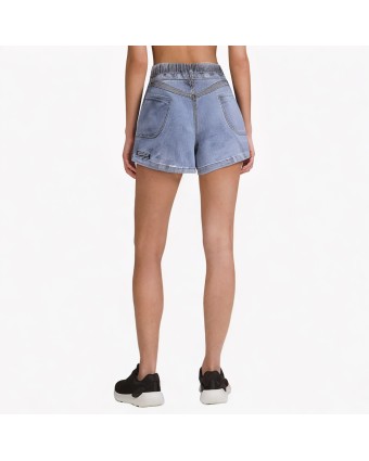 Elastic Drawstring Denim Shorts 