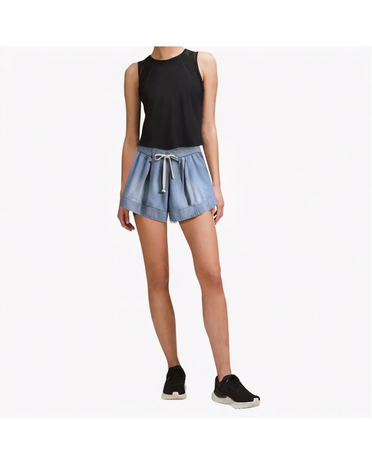 Lace Patchwork Loose Denim Shorts 
