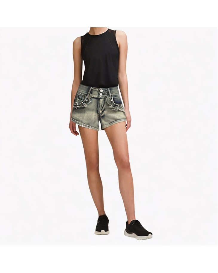 Summer Distressed Brushed Denim Shorts 