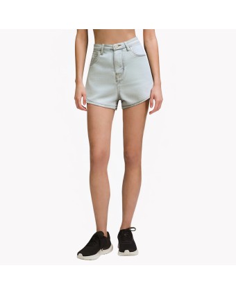 Solid Color Washed Denim Shorts 