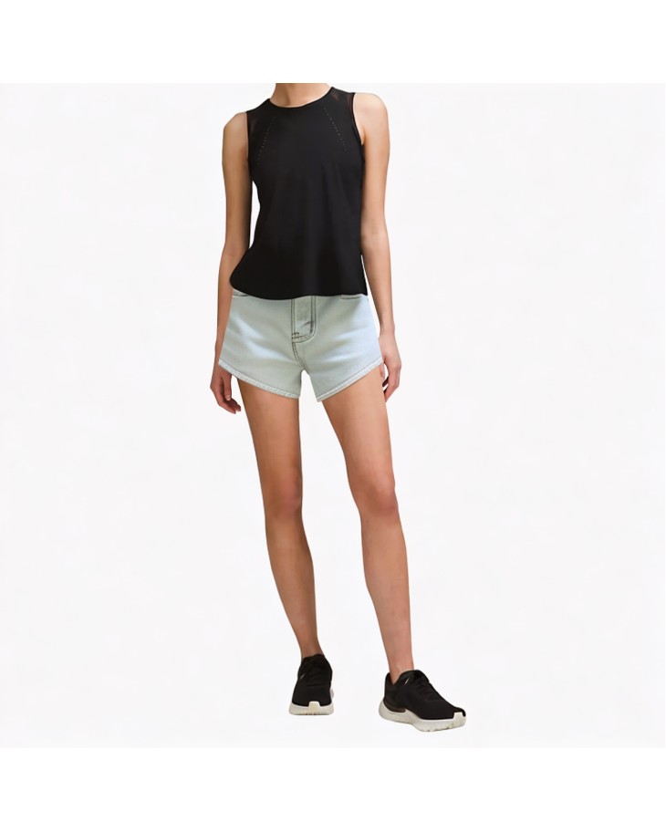 Solid Color Washed Denim Shorts 