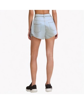 Solid Color Washed Denim Shorts 
