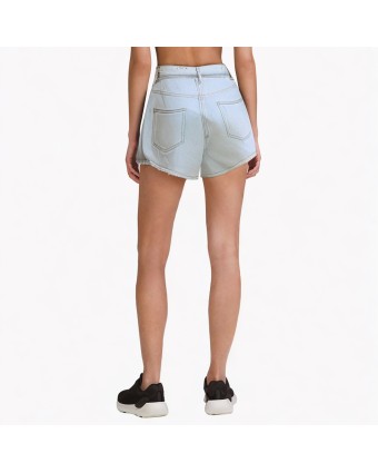 Solid Color Washed Denim Shorts 