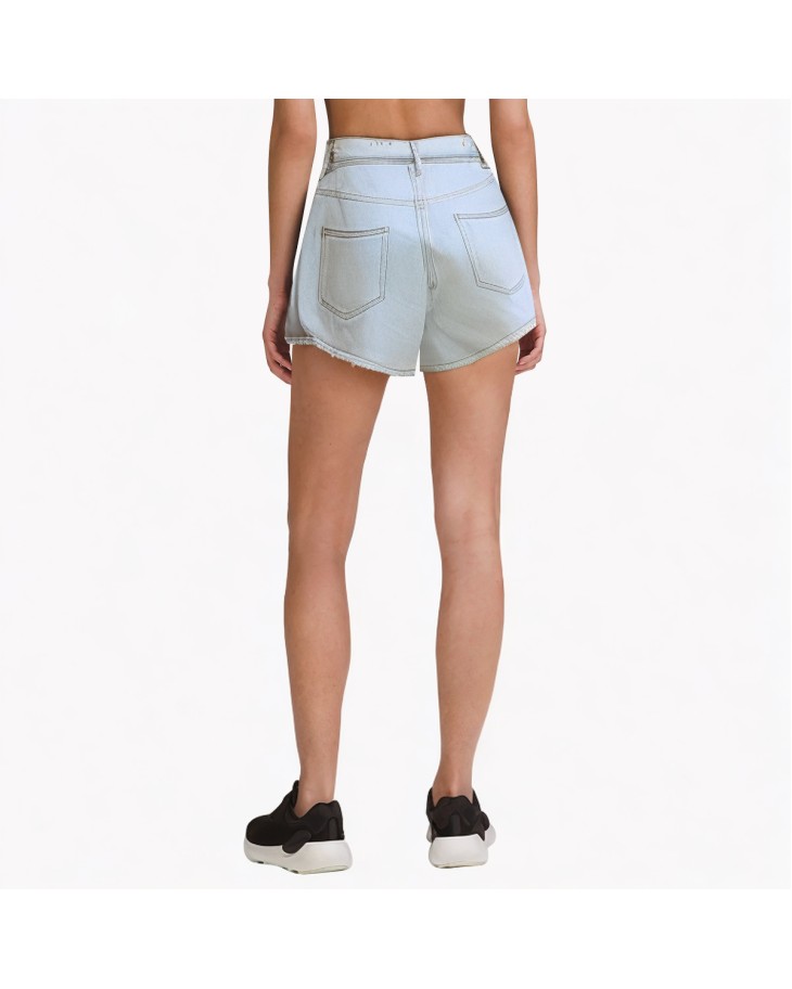 Solid Color Washed Denim Shorts 