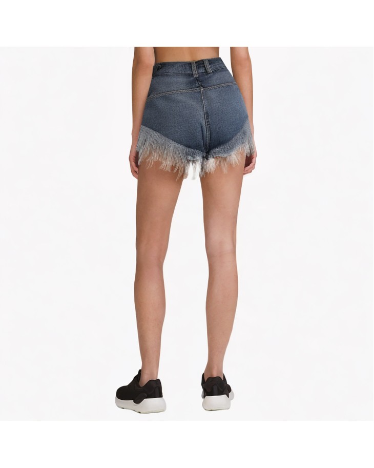 Summer Low-Waisted Raw-Edge Short Jeans 