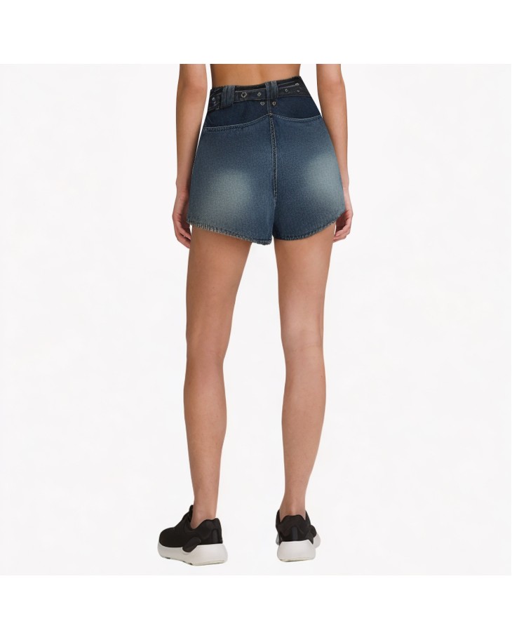 Versatile Lace-up Denim Shorts 