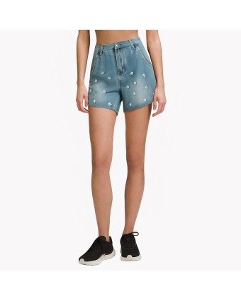 Heavy-Duty Beaded Pearl Denim Shorts