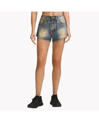 Retro Washed And Distressed Denim Shorts