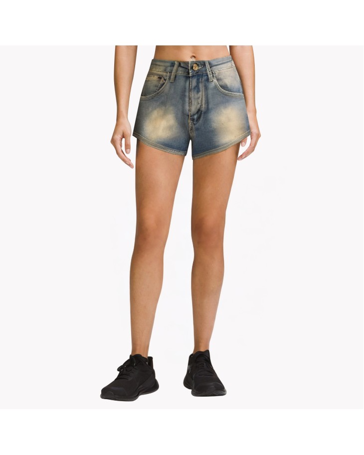 Retro Washed And Distressed Denim Shorts