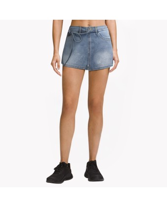 Irregular Strap High Waist Denim Shorts 