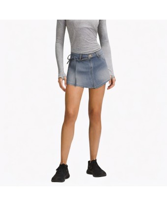 Irregular Strap High Waist Denim Shorts 