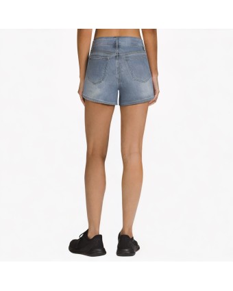 Irregular Strap High Waist Denim Shorts 