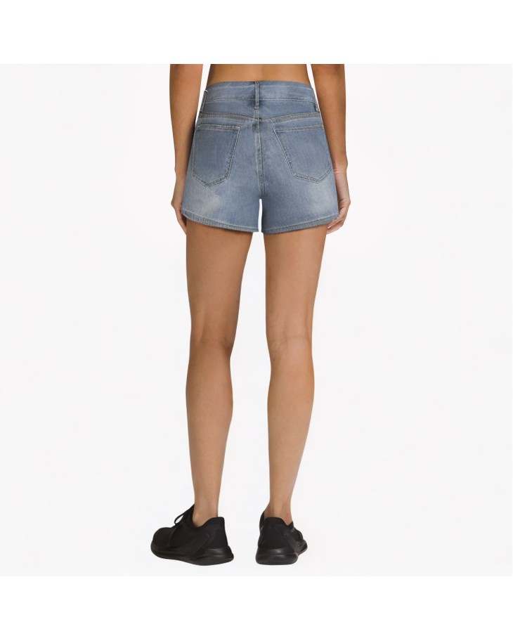 Irregular Strap High Waist Denim Shorts 