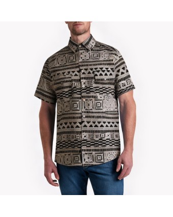 Retro Geometric Pattern Printed Short-Sleeved Shirt 