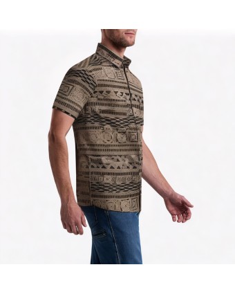 Retro Geometric Pattern Printed Short-Sleeved Shirt 