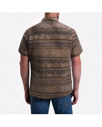 Retro Geometric Pattern Printed Short-Sleeved Shirt 