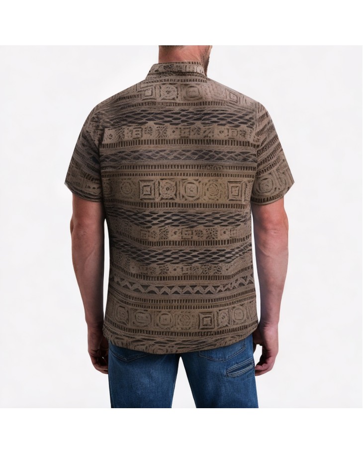 Retro Geometric Pattern Printed Short-Sleeved Shirt 