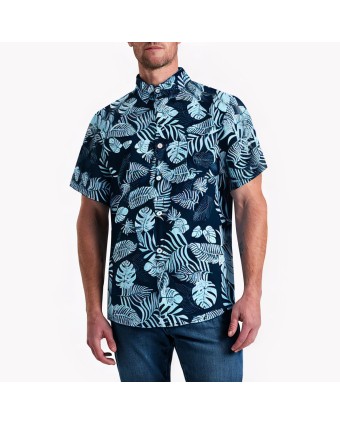 Plant Printed Beach Short Sleeve Shirt 