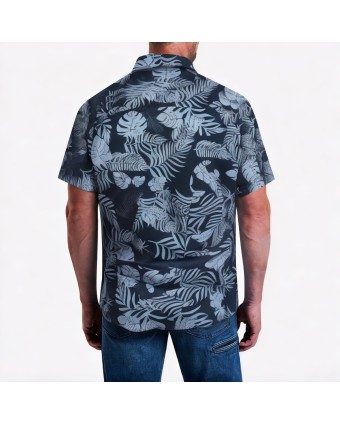 Plant Printed Beach Short Sleeve Shirt 