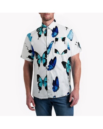 Butterfly Print Loose Short-Sleeved Shirt