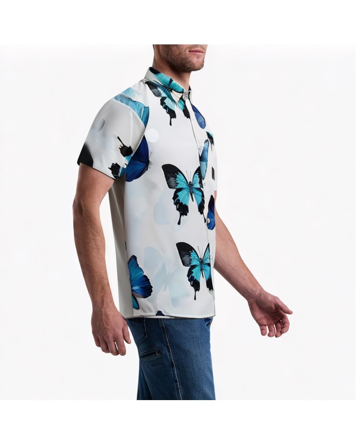 Butterfly Print Loose Short-Sleeved Shirt