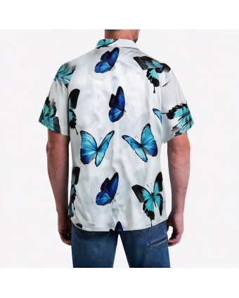 Butterfly Print Loose Short-Sleeved Shirt