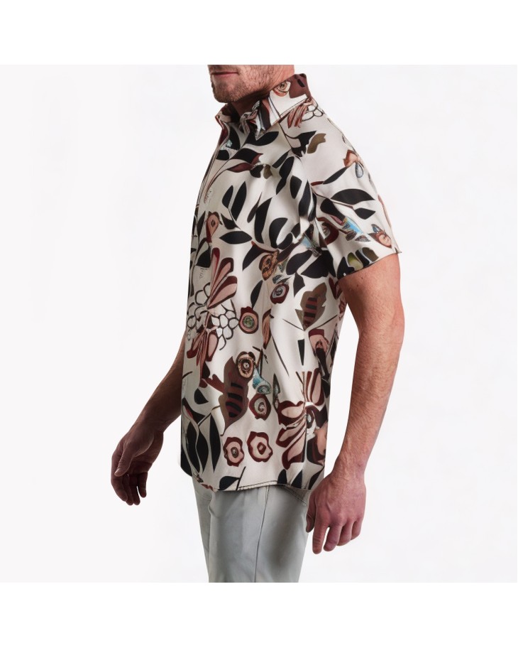Light Floral Print Holiday Short-Sleeved Shirt