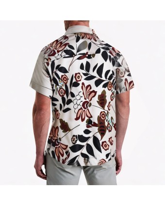 Light Floral Print Holiday Short-Sleeved Shirt