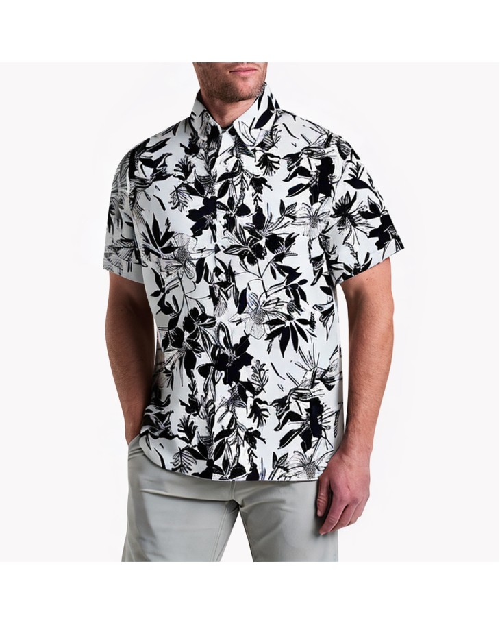 Summer Short-Sleeved Shirt With Visible Stitching 