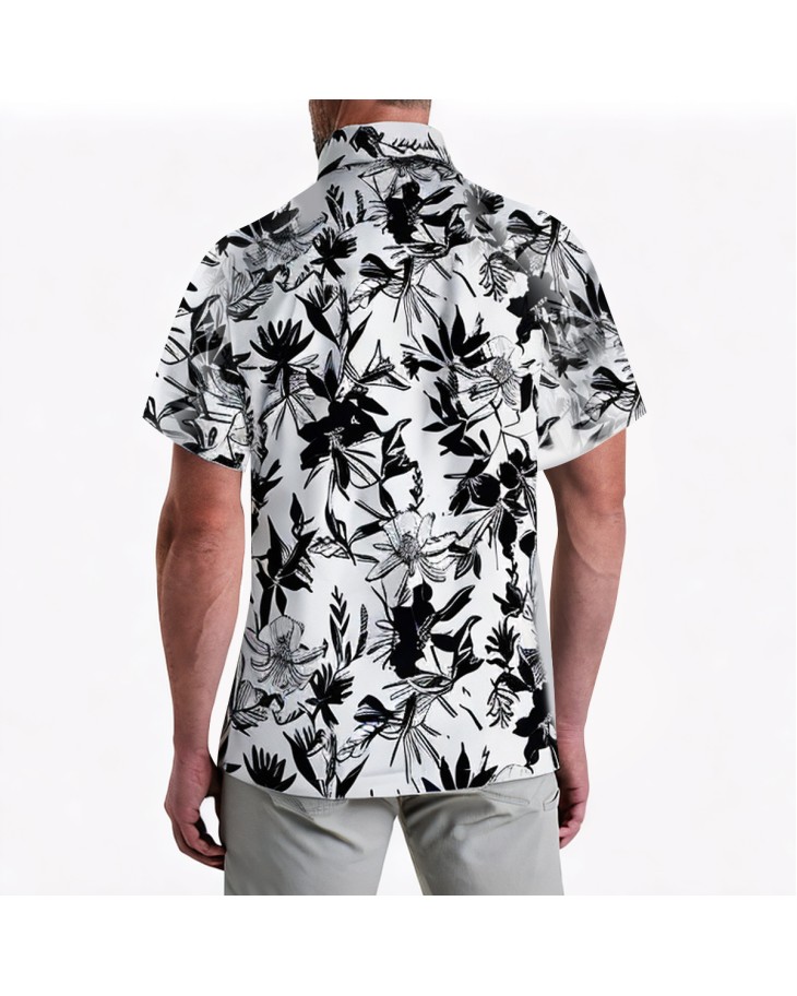 Summer Short-Sleeved Shirt With Visible Stitching 