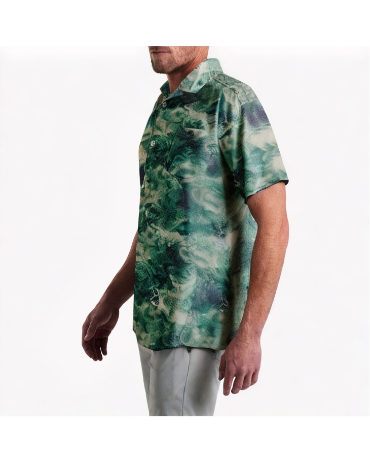 High-End Textured Seaside Vacation Short-Sleeved Shirt 