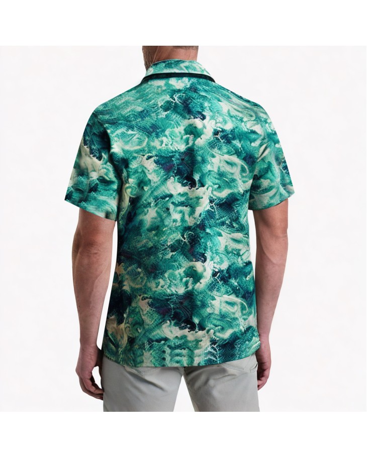 High-End Textured Seaside Vacation Short-Sleeved Shirt 