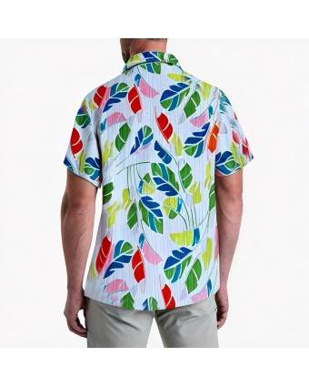 Multicolor Leaf Beach Short Sleeve Shirt 