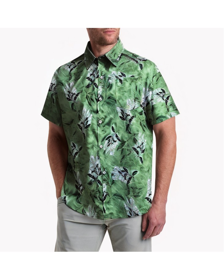 Lapel Full Print Floral Short Sleeve Shirt 