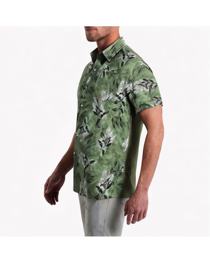 Lapel Full Print Floral Short Sleeve Shirt 