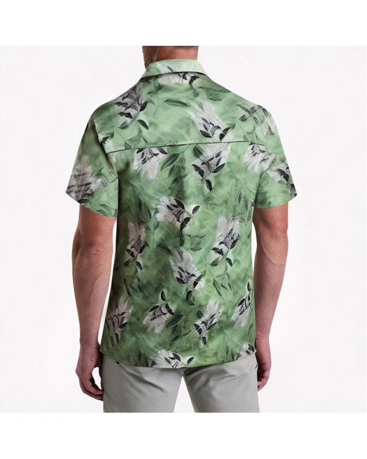 Lapel Full Print Floral Short Sleeve Shirt 