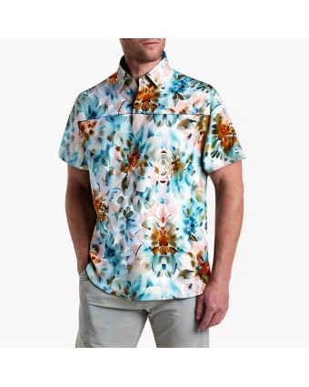 Retro Colored Ink Short Sleeve Shirt 