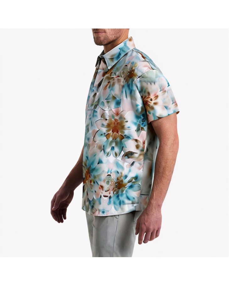 Retro Colored Ink Short Sleeve Shirt 