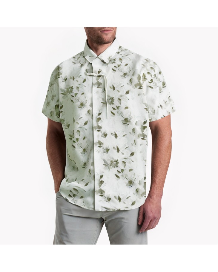 Buttoned Floral Print Short-Sleeved Shirt 
