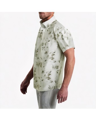 Buttoned Floral Print Short-Sleeved Shirt 