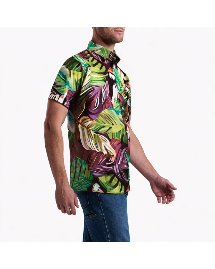 Retro Loose Full-Print Short-Sleeved Shirt