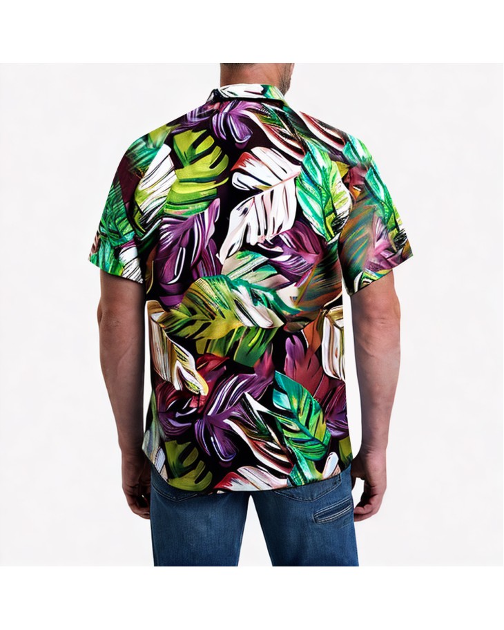 Retro Loose Full-Print Short-Sleeved Shirt