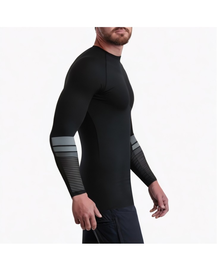 Quick Dry Long Sleeve Contrast Stripe Surf Swimsuit 